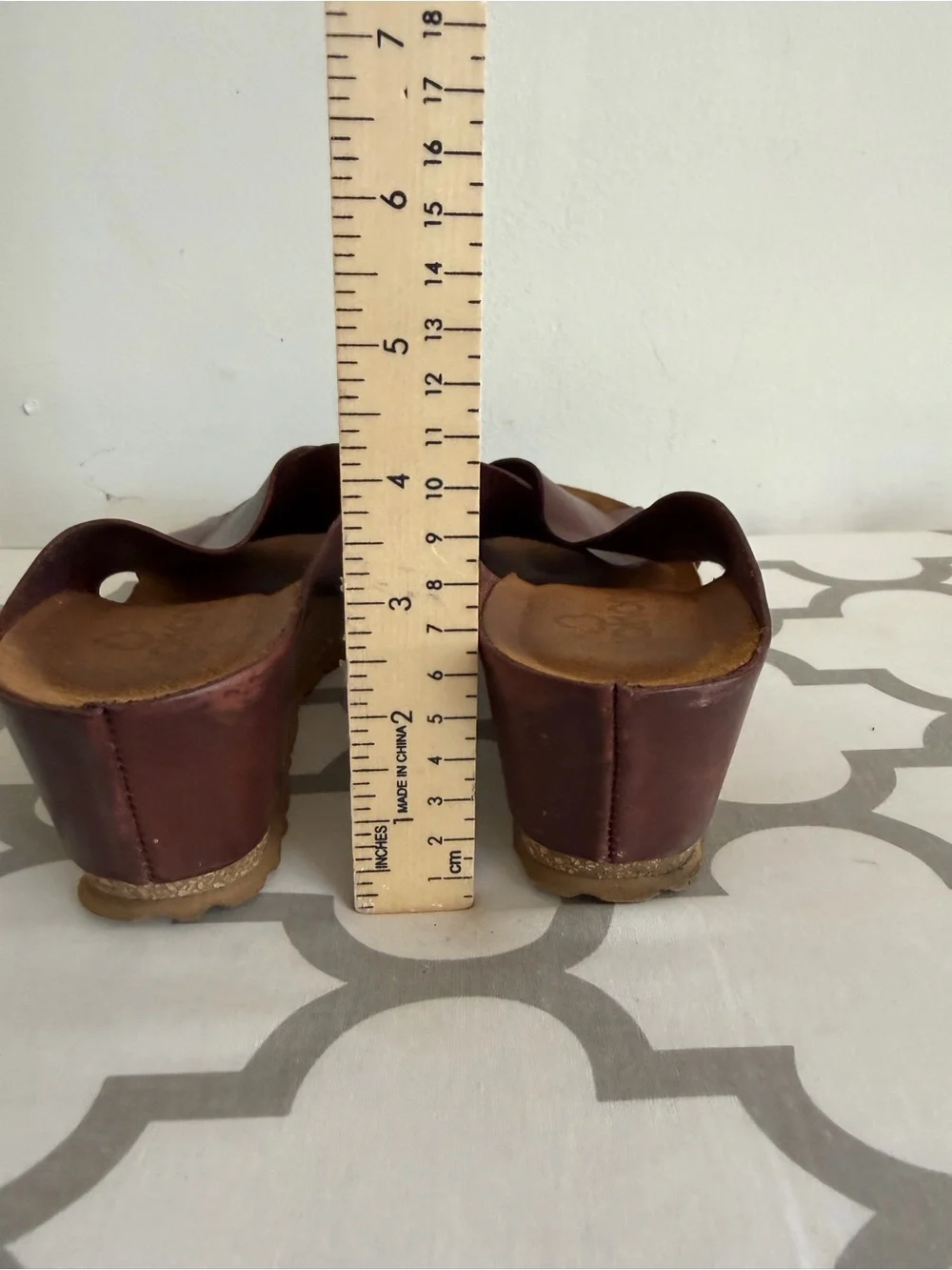 Platform Slide Wedge Sandals in Dark Brown Leather